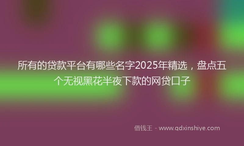 所有的贷款平台有哪些名字2025年精选，盘点五个无视黑花半夜下款的网贷口子