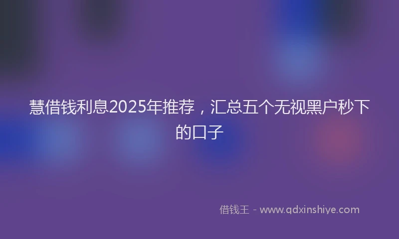 慧借钱利息2025年推荐，汇总五个无视黑户秒下的口子