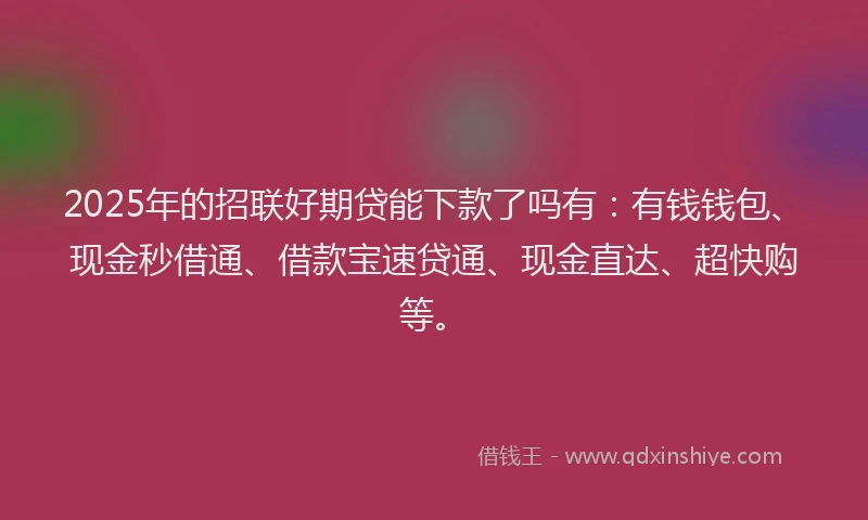 2025年的招联好期贷能下款了吗有：有钱钱包、现金秒借通、借款宝速贷通、现金直达、超快购等。