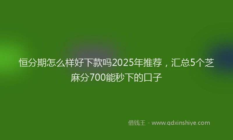 恒分期怎么样好下款吗2025年推荐，汇总5个芝麻分700能秒下的口子