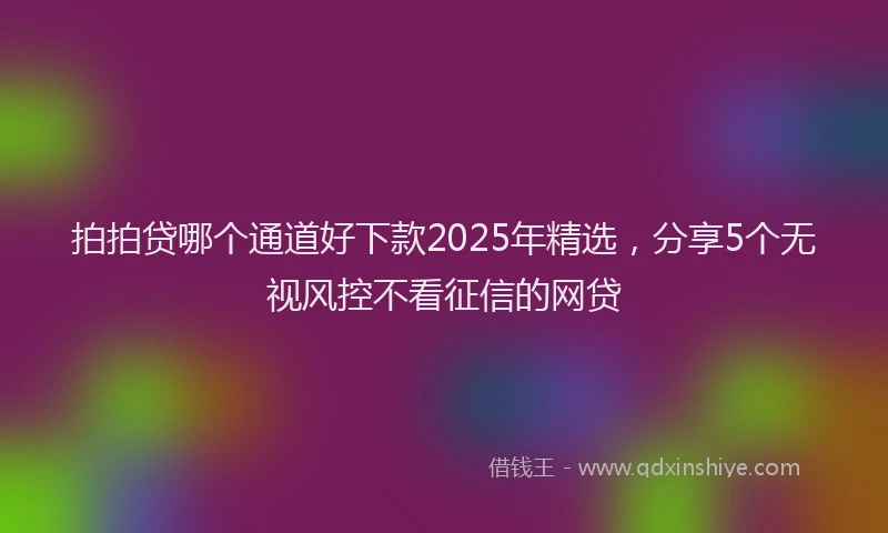 拍拍贷哪个通道好下款2025年精选，分享5个无视风控不看征信的网贷