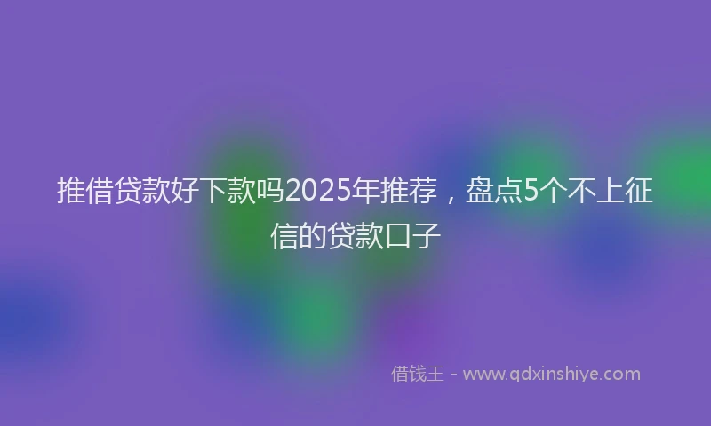 推借贷款好下款吗2025年推荐，盘点5个不上征信的贷款口子