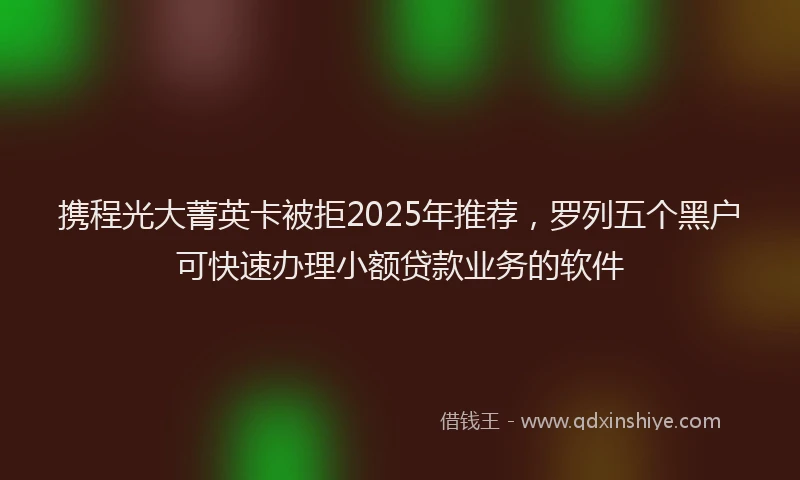 携程光大菁英卡被拒2025年推荐，罗列五个黑户可快速办理小额贷款业务的软件