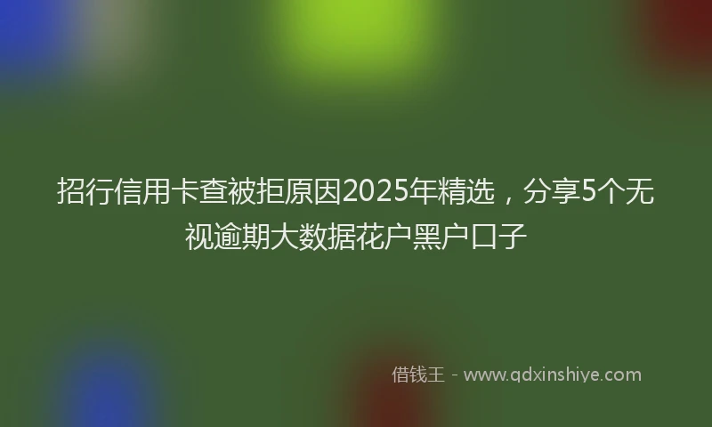招行信用卡查被拒原因2025年精选，分享5个无视逾期大数据花户黑户口子