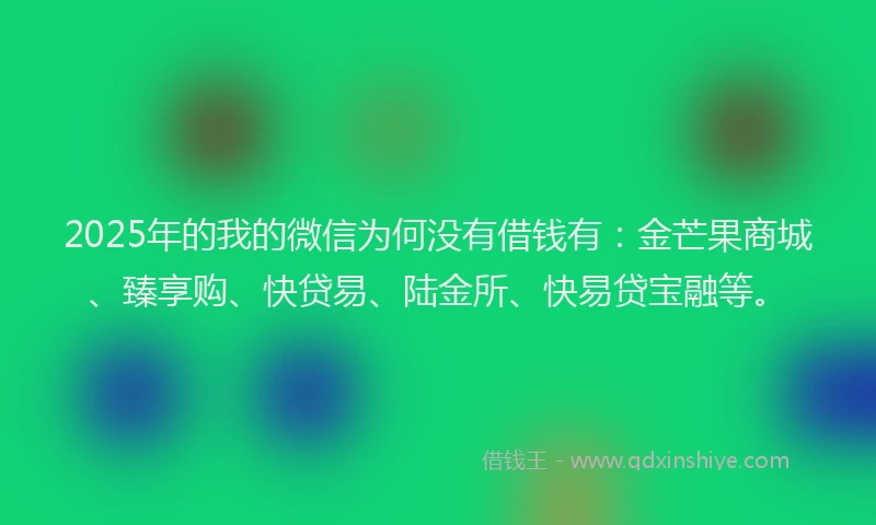 2025年的我的微信为何没有借钱有：金芒果商城、臻享购、快贷易、陆金所、快易贷宝融等。