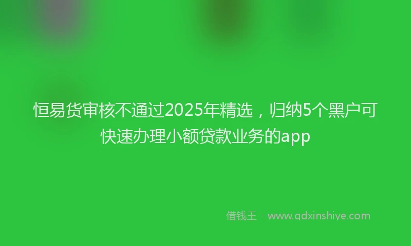 恒易货审核不通过2025年精选，归纳5个黑户可快速办理小额贷款业务的app
