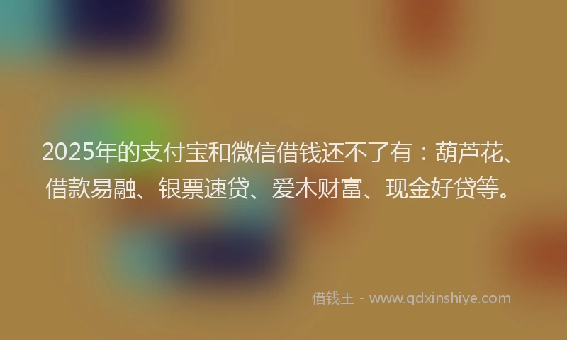 2025年的支付宝和微信借钱还不了有：葫芦花、借款易融、银票速贷、爱木财富、现金好贷等。