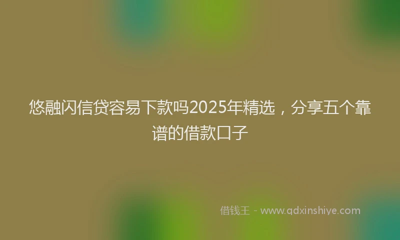 悠融闪信贷容易下款吗2025年精选，分享五个靠谱的借款口子