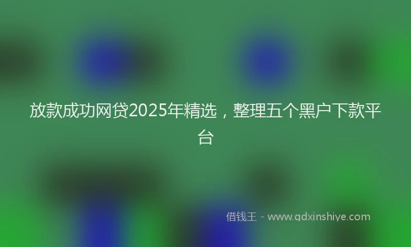 放款成功网贷2025年精选，整理五个黑户下款平台