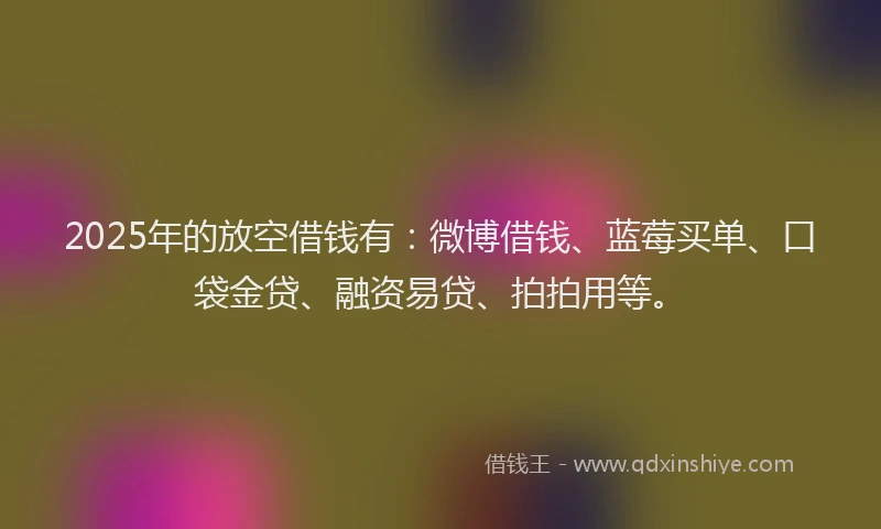 2025年的放空借钱有：微博借钱、蓝莓买单、口袋金贷、融资易贷、拍拍用等。