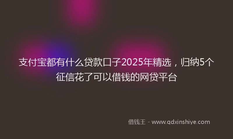 支付宝都有什么贷款口子2025年精选，归纳5个征信花了可以借钱的网贷平台