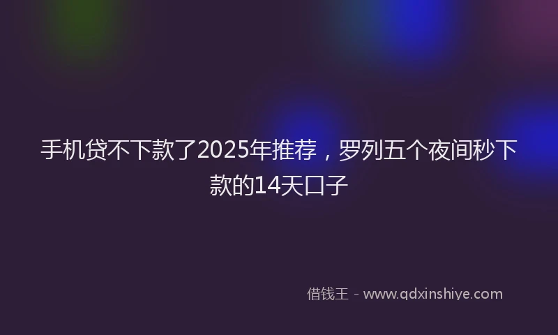 手机贷不下款了2025年推荐，罗列五个夜间秒下款的14天口子