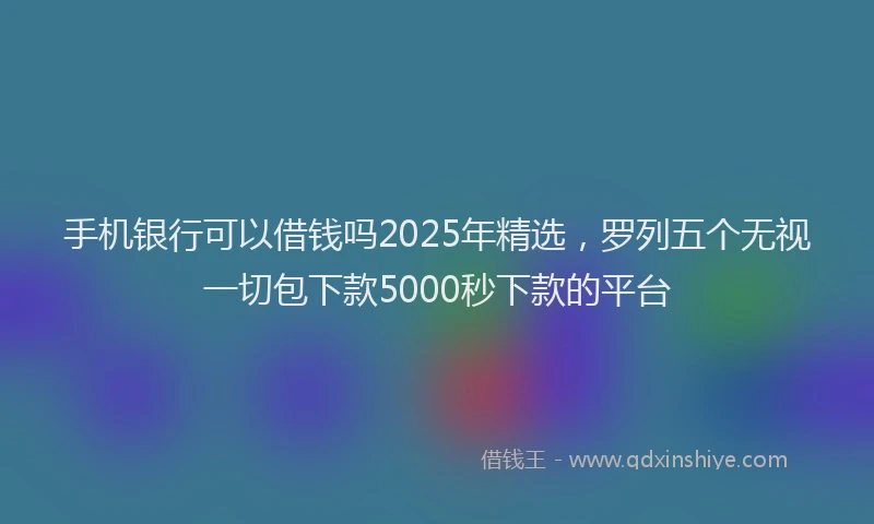 手机银行可以借钱吗2025年精选，罗列五个无视一切包下款5000秒下款的平台