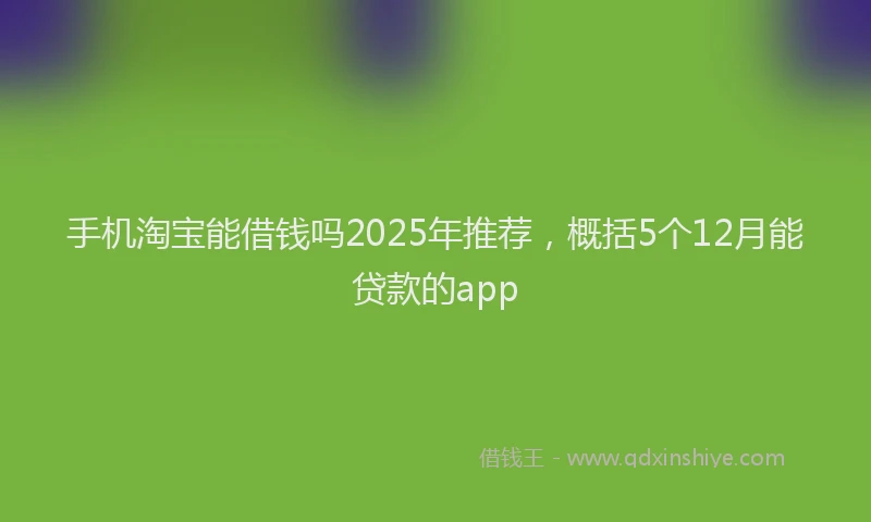 手机淘宝能借钱吗2025年推荐，概括5个12月能贷款的app