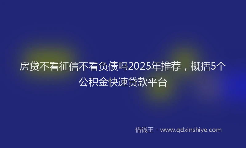 房贷不看征信不看负债吗2025年推荐，概括5个公积金快速贷款平台