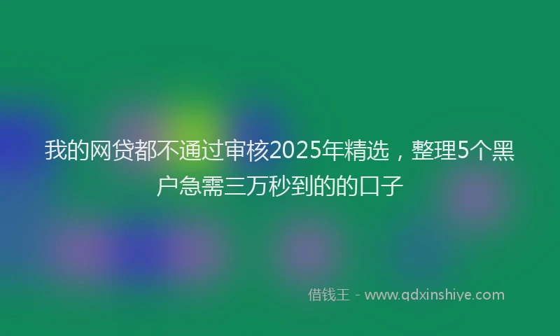 我的网贷都不通过审核2025年精选，整理5个黑户急需三万秒到的的口子