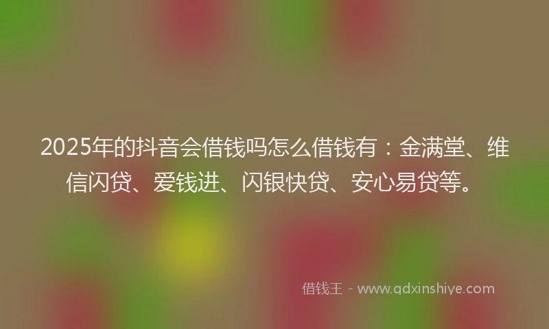 2025年的抖音会借钱吗怎么借钱有：金满堂、维信闪贷、爱钱进、闪银快贷、安心易贷等。