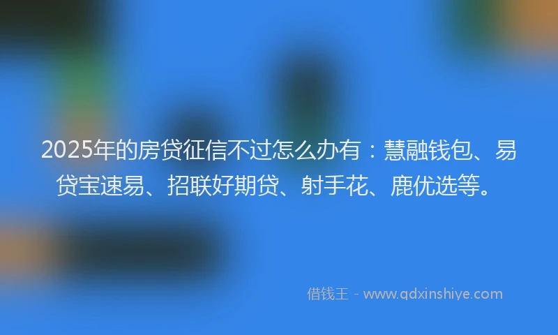 2025年的房贷征信不过怎么办有：慧融钱包、易贷宝速易、招联好期贷、射手花、鹿优选等。