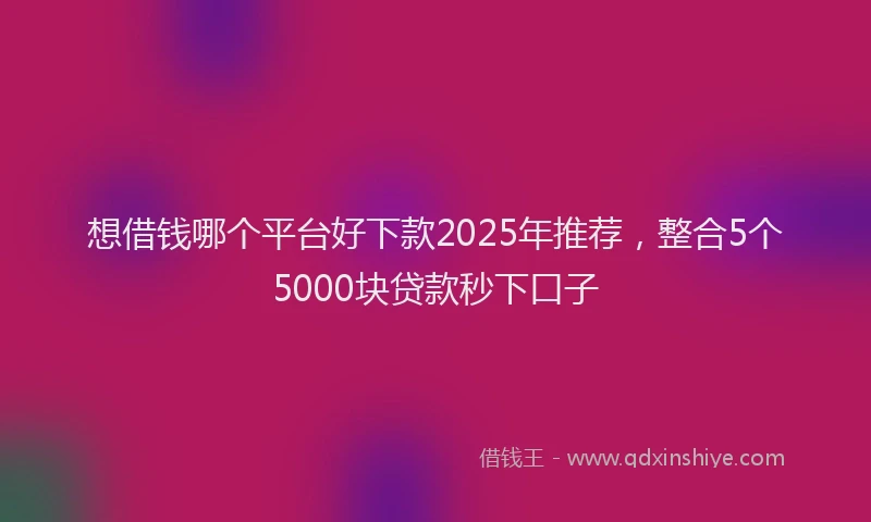 想借钱哪个平台好下款2025年推荐，整合5个5000块贷款秒下口子