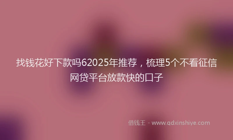 找钱花好下款吗62025年推荐，梳理5个不看征信网贷平台放款快的口子