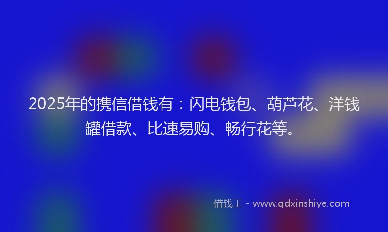 2025年的携信借钱有：闪电钱包、葫芦花、洋钱罐借款、比速易购、畅行花等。