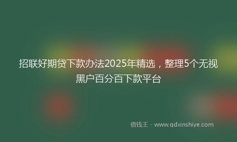 招联好期贷下款办法2025年精选，整理5个无视黑户百分百下款平台