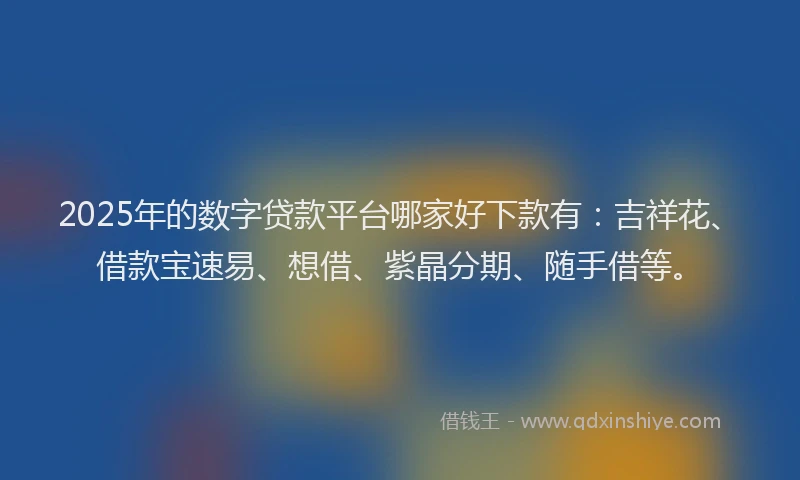 2025年的数字贷款平台哪家好下款有：吉祥花、借款宝速易、想借、紫晶分期、随手借等。
