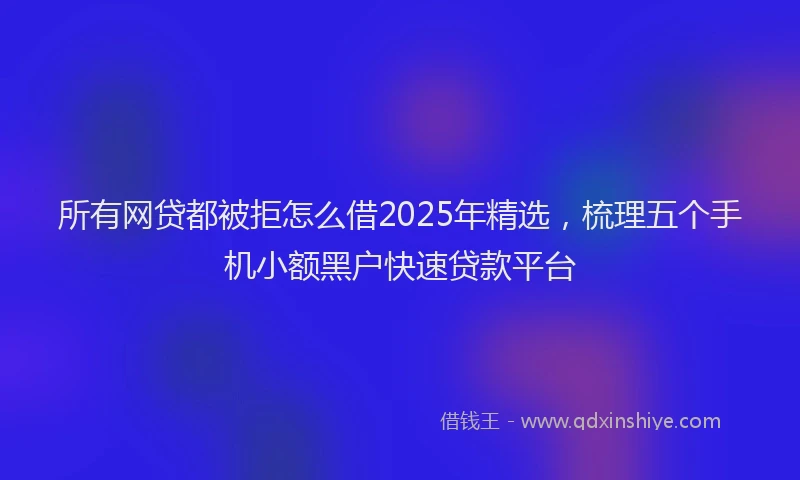 所有网贷都被拒怎么借2025年精选，梳理五个手机小额黑户快速贷款平台
