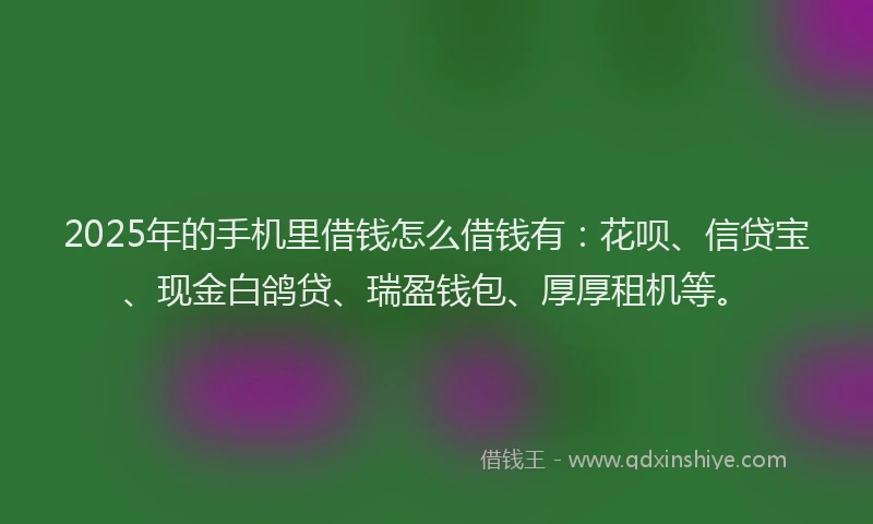 2025年的手机里借钱怎么借钱有：花呗、信贷宝、现金白鸽贷、瑞盈钱包、厚厚租机等。