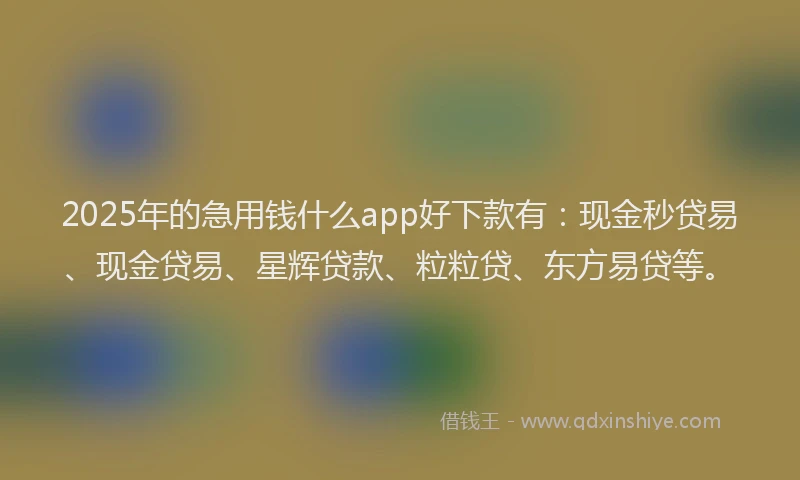 2025年的急用钱什么app好下款有：现金秒贷易、现金贷易、星辉贷款、粒粒贷、东方易贷等。