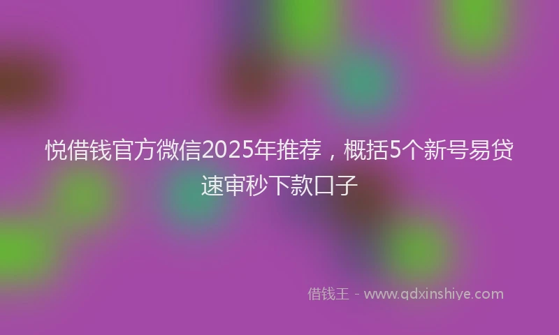 悦借钱官方微信2025年推荐，概括5个新号易贷速审秒下款口子