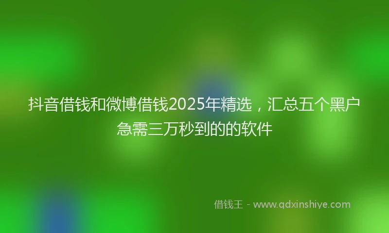 抖音借钱和微博借钱2025年精选，汇总五个黑户急需三万秒到的的软件