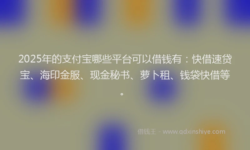 2025年的支付宝哪些平台可以借钱有：快借速贷宝、海印金服、现金秘书、萝卜租、钱袋快借等。