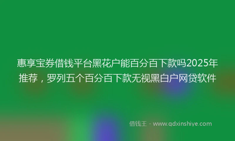 惠享宝券借钱平台黑花户能百分百下款吗2025年推荐，罗列五个百分百下款无视黑白户网贷软件