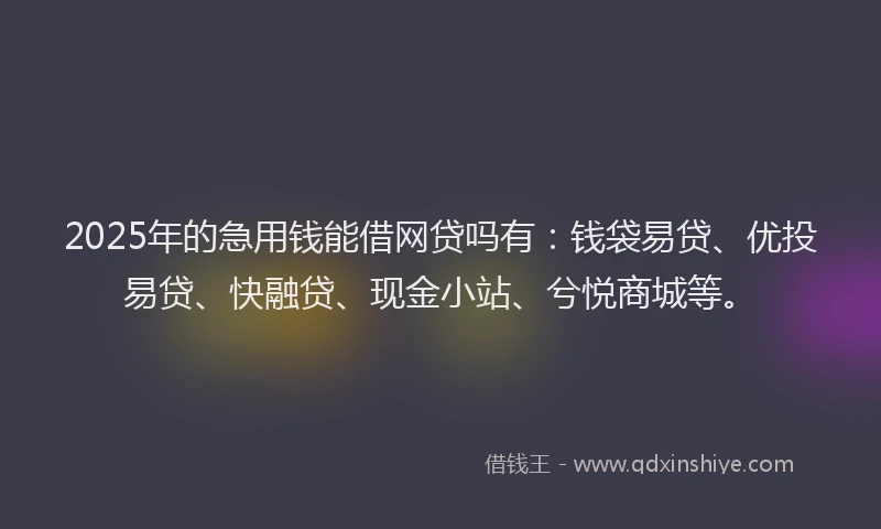 2025年的急用钱能借网贷吗有：钱袋易贷、优投易贷、快融贷、现金小站、兮悦商城等。