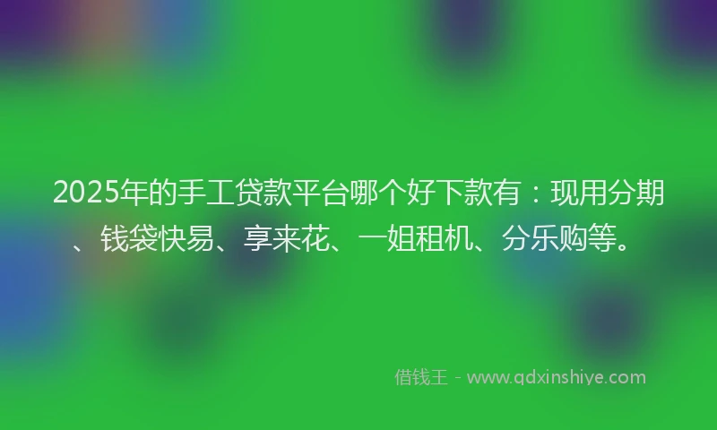 2025年的手工贷款平台哪个好下款有：现用分期、钱袋快易、享来花、一姐租机、分乐购等。