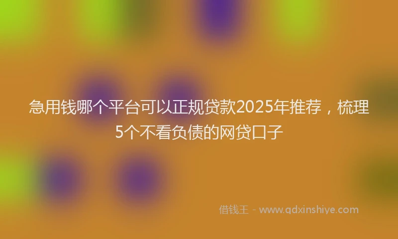 急用钱哪个平台可以正规贷款2025年推荐，梳理5个不看负债的网贷口子