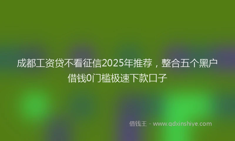 成都工资贷不看征信2025年推荐，整合五个黑户借钱0门槛极速下款口子