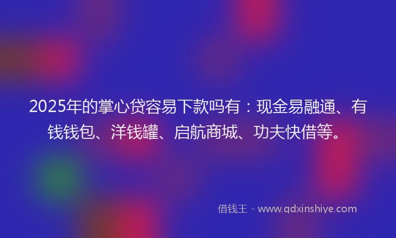 2025年的掌心贷容易下款吗有：现金易融通、有钱钱包、洋钱罐、启航商城、功夫快借等。