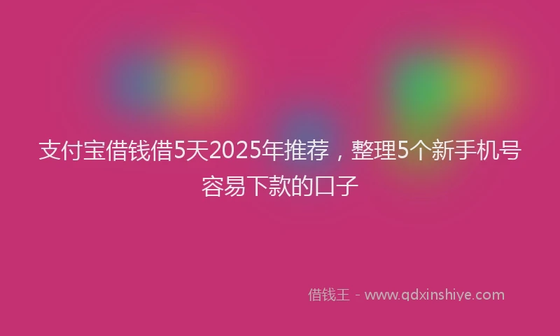 支付宝借钱借5天2025年推荐，整理5个新手机号容易下款的口子