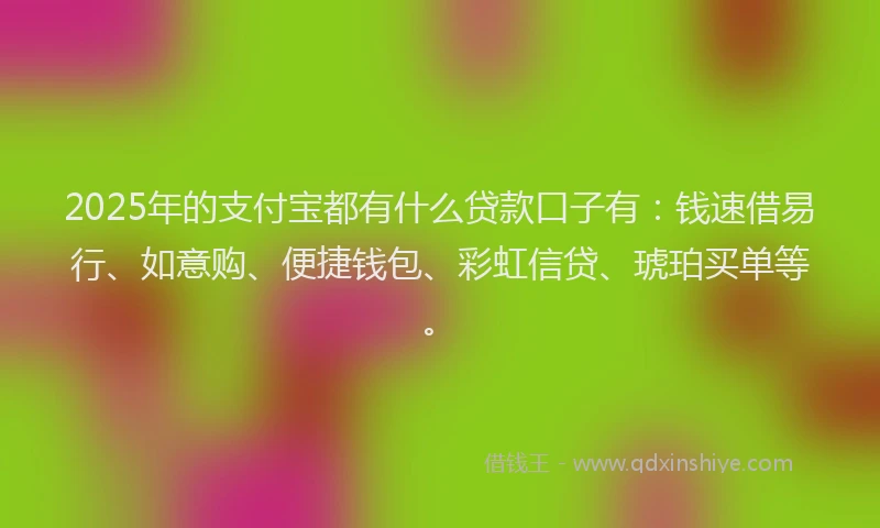 2025年的支付宝都有什么贷款口子有：钱速借易行、如意购、便捷钱包、彩虹信贷、琥珀买单等。