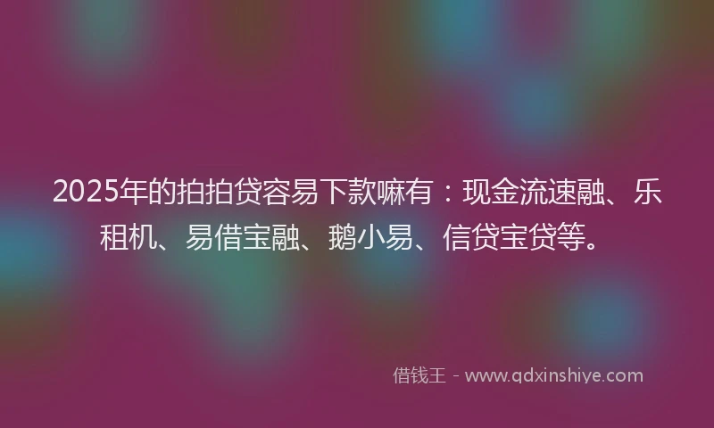 2025年的拍拍贷容易下款嘛有：现金流速融、乐租机、易借宝融、鹅小易、信贷宝贷等。