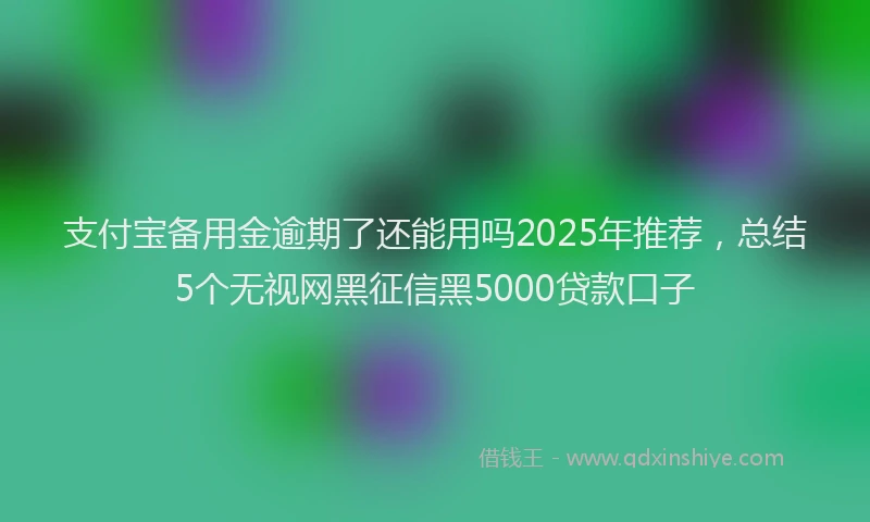 支付宝备用金逾期了还能用吗2025年推荐，总结5个无视网黑征信黑5000贷款口子