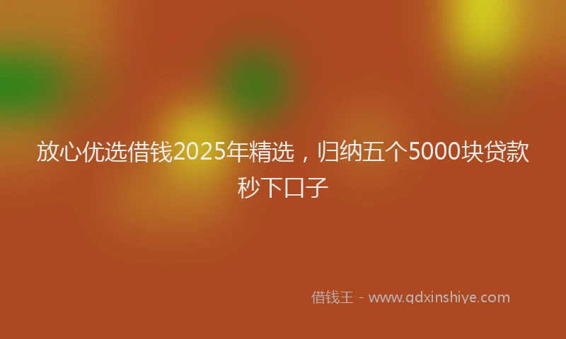 放心优选借钱2025年精选，归纳五个5000块贷款秒下口子