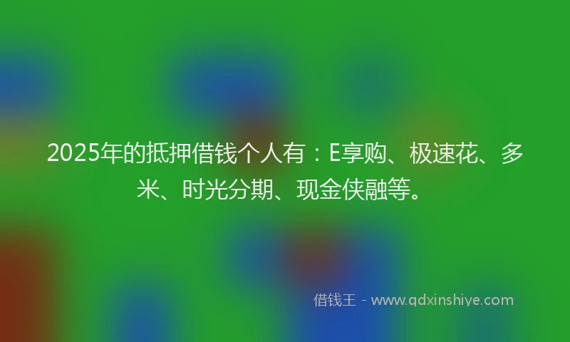 2025年的抵押借钱个人有：E享购、极速花、多米、时光分期、现金侠融等。