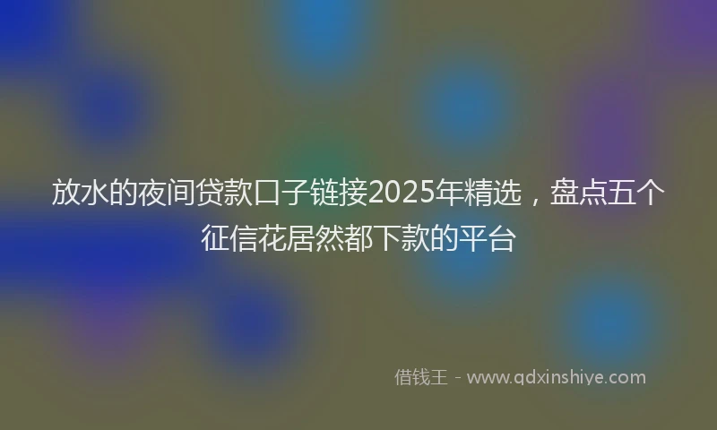 放水的夜间贷款口子链接2025年精选，盘点五个征信花居然都下款的平台