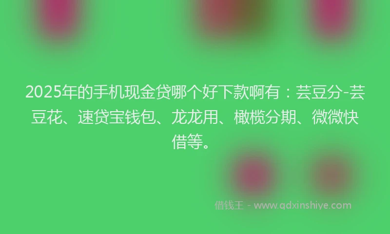 2025年的手机现金贷哪个好下款啊有：芸豆分-芸豆花、速贷宝钱包、龙龙用、橄榄分期、微微快借等。