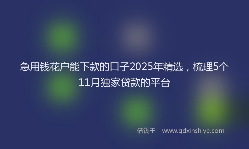 急用钱花户能下款的口子2025年精选，梳理5个11月独家贷款的平台