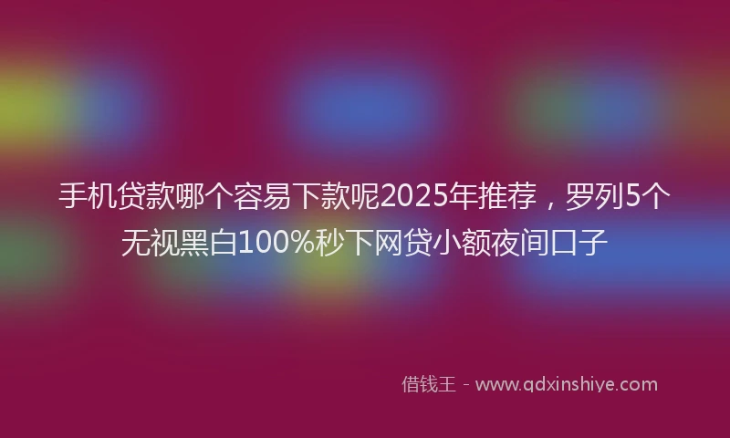 手机贷款哪个容易下款呢2025年推荐，罗列5个无视黑白100%秒下网贷小额夜间口子