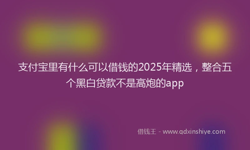 支付宝里有什么可以借钱的2025年精选，整合五个黑白贷款不是高炮的app
